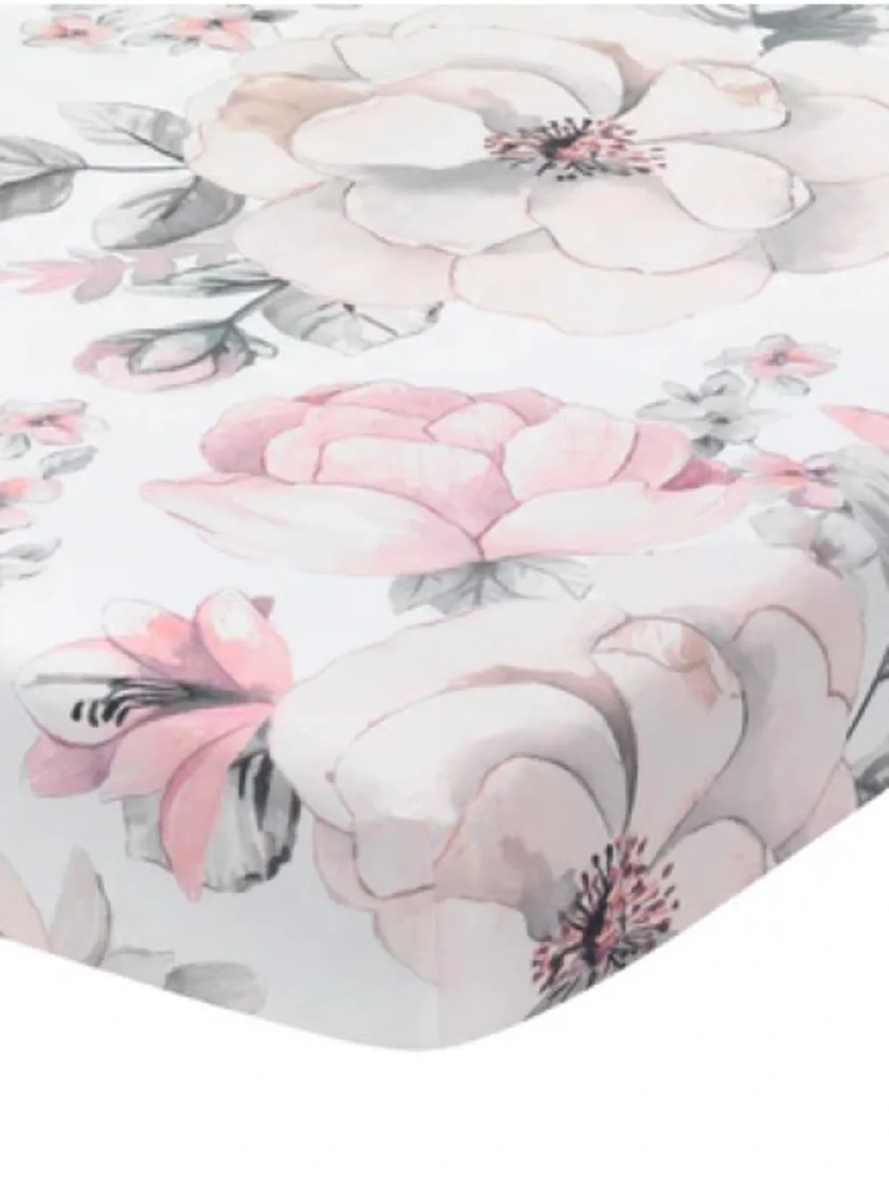 Soft Pink Floral Sheet Set with Gray Accents - Home Bedding